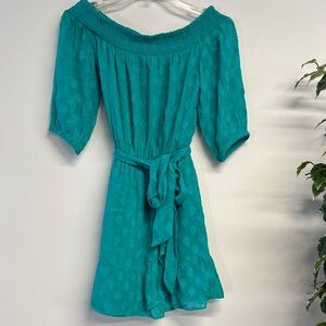 Lilly Pulitzer Turquoise Off-Shoulder Mini Dress